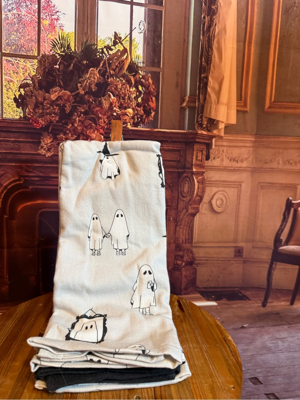 3 Piece White Ghost Print Kitchen Hand Towel Halloween Summerween Cloth